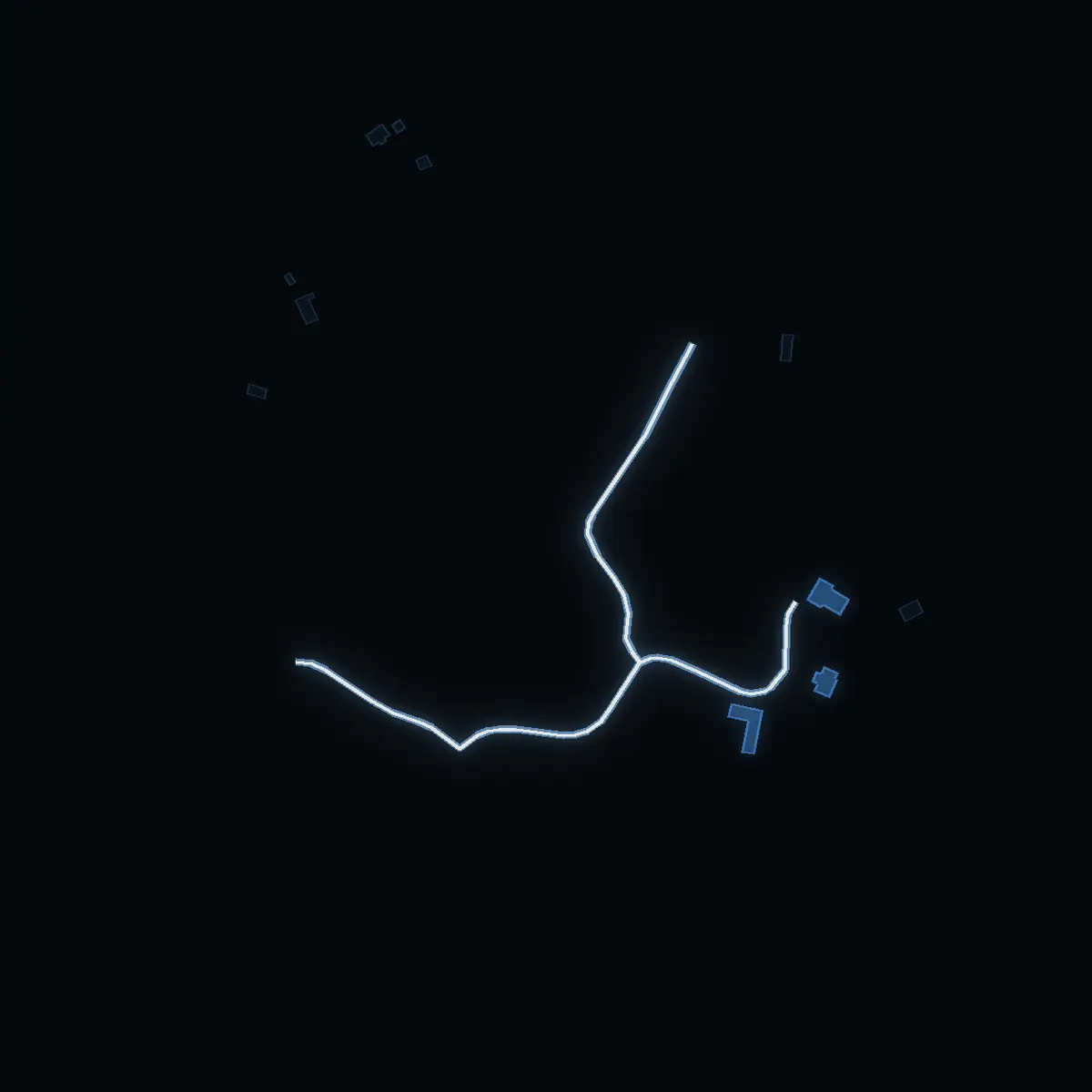 The street at night: Krokvisvägen drawn in white, its buildings lit in the colour of their area’s income