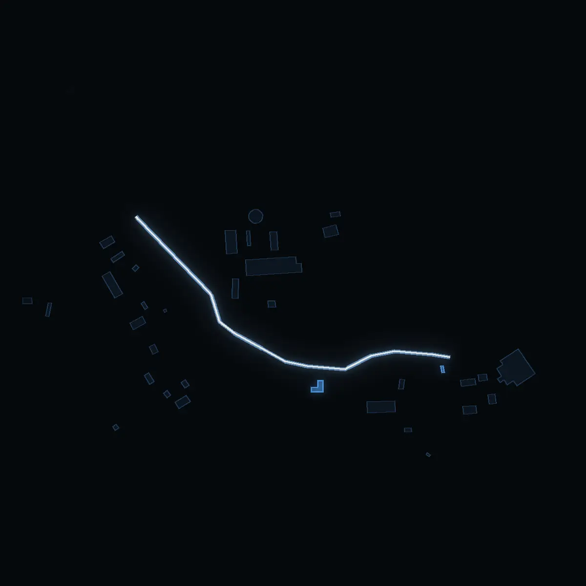 The street at night: Kungsgårdsvägen drawn in white, its buildings lit in the colour of their area’s income