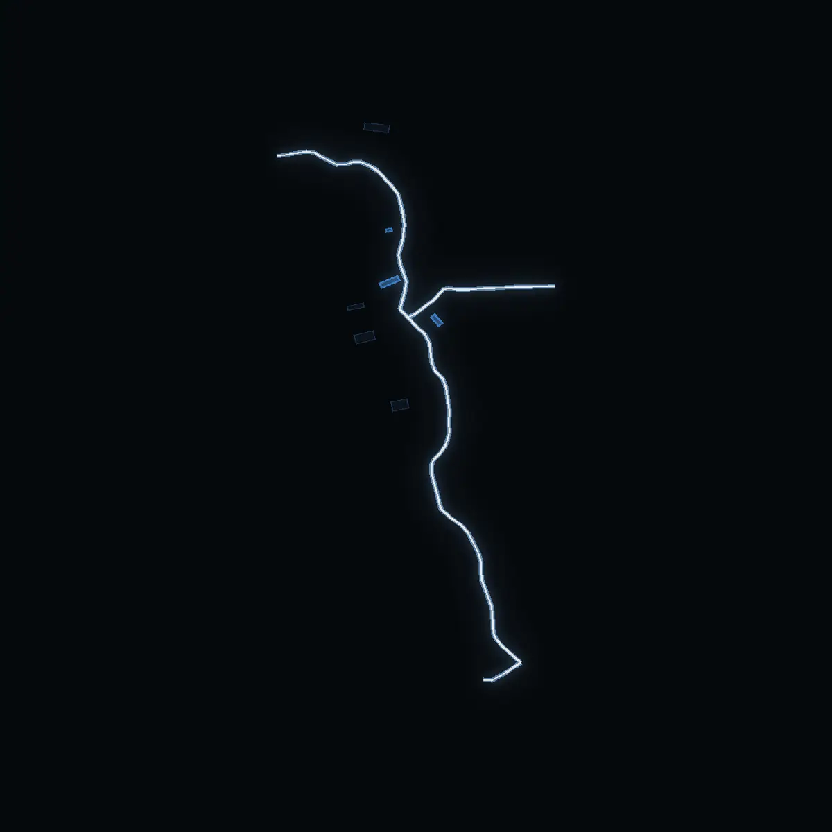 The street at night: Norrbyle byväg drawn in white, its buildings lit in the colour of their area’s income