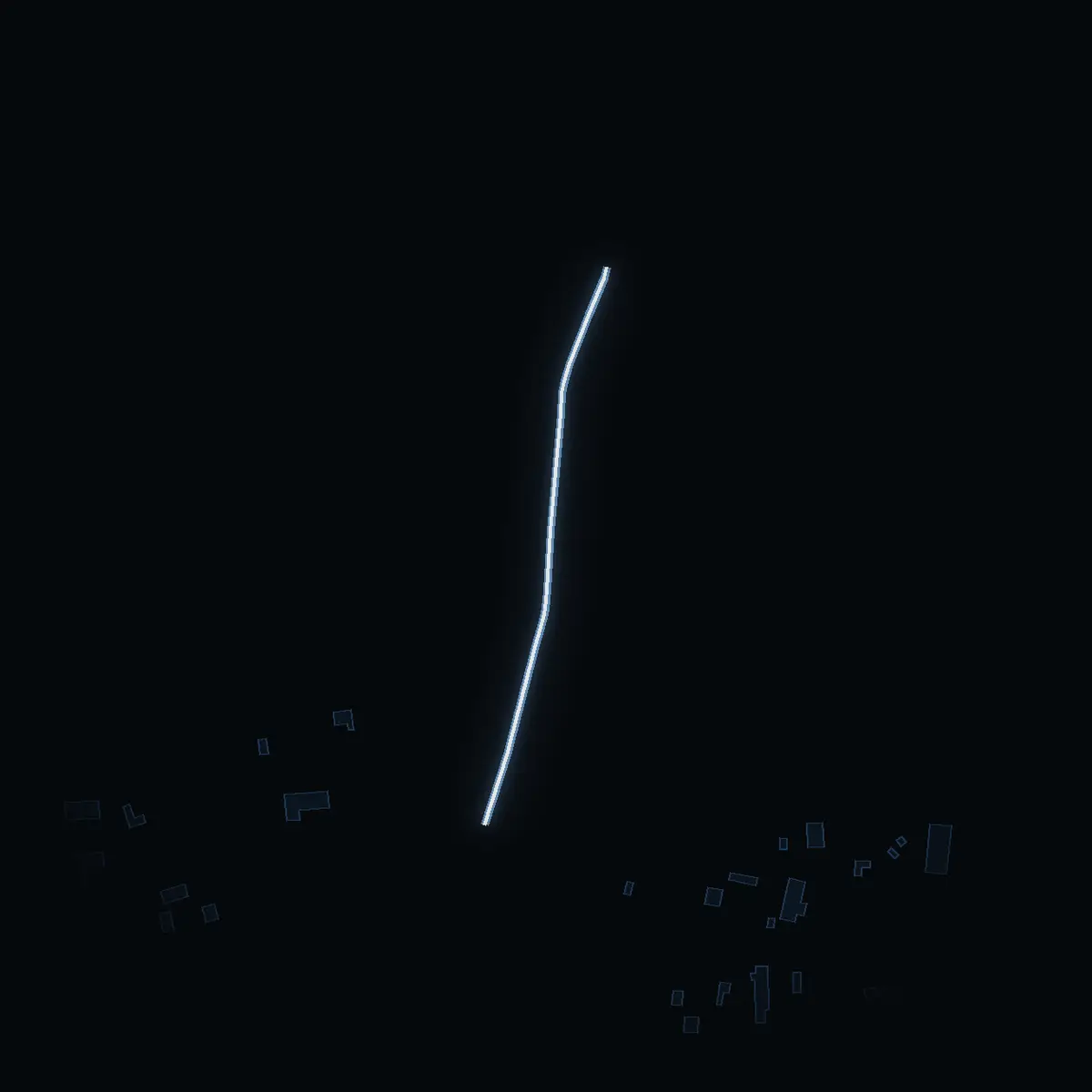 The street at night: Norrgärde drawn in white, its buildings lit in the colour of their area’s income