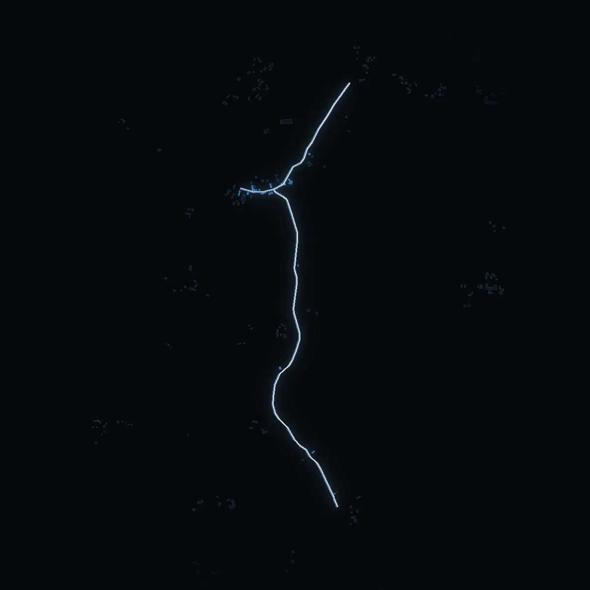 The street at night: Södermarjumvägen drawn in white, its buildings lit in the colour of their area’s income