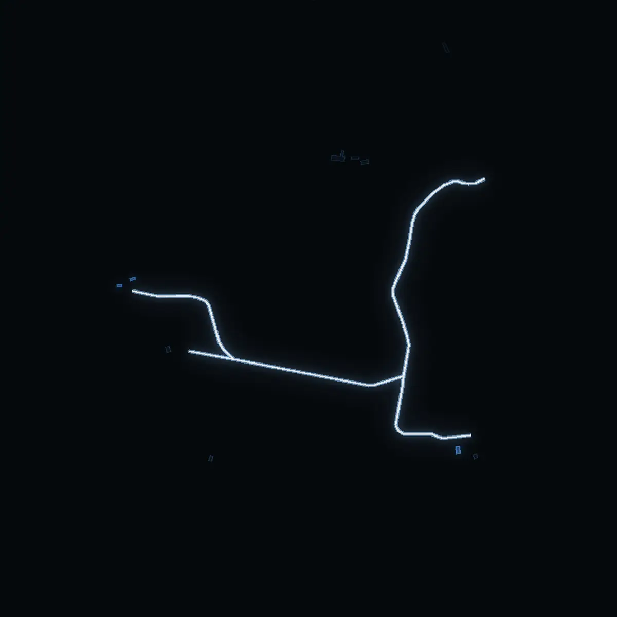 The street at night: Storfjärdsvägen drawn in white, its buildings lit in the colour of their area’s income