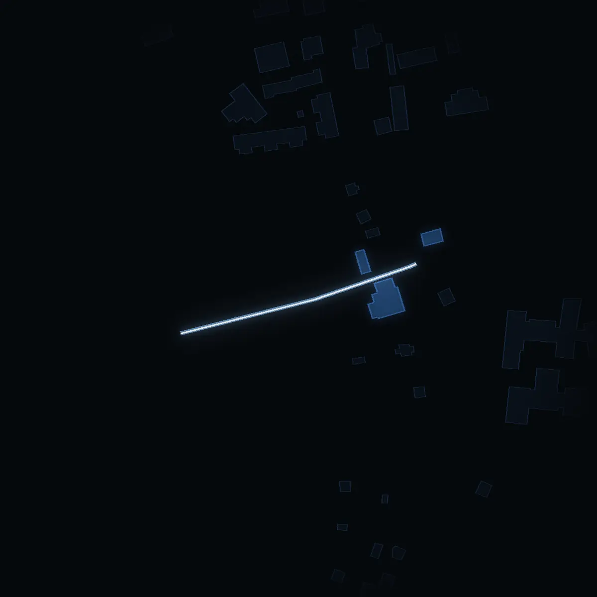 The street at night: Torsvägen drawn in white, its buildings lit in the colour of their area’s income