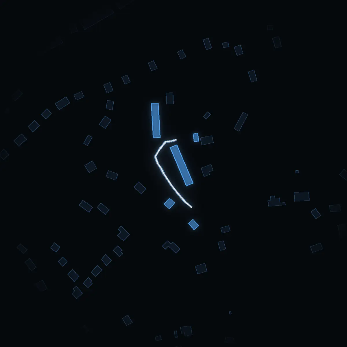 The street at night: Klippgatan drawn in white, its buildings lit in the colour of their area’s income
