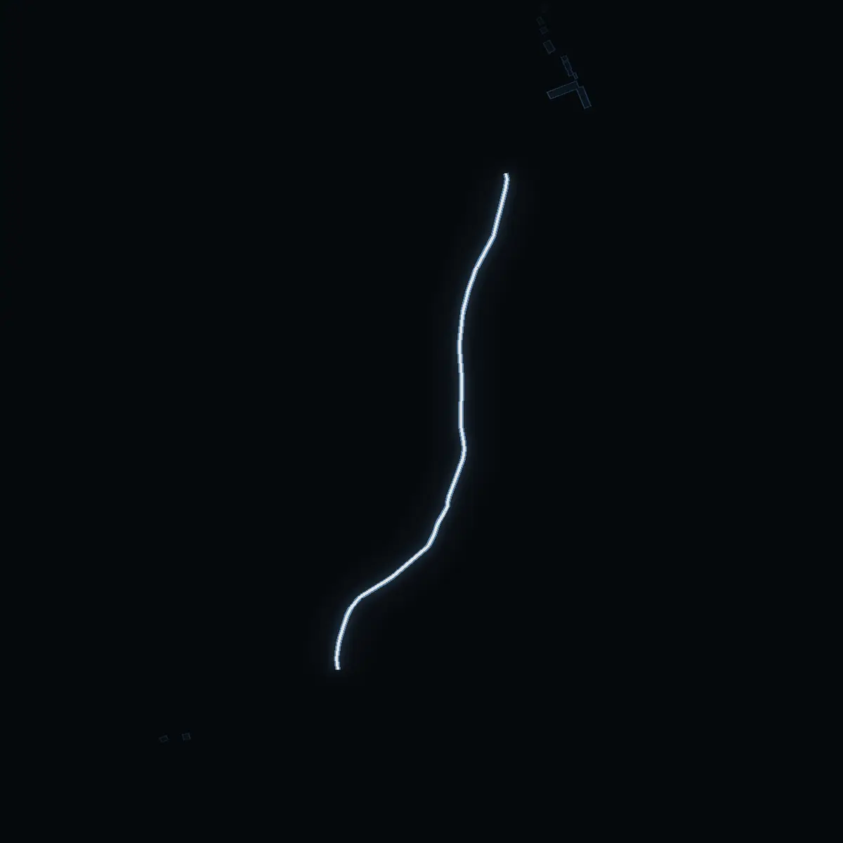 The street at night: Rensättravägen drawn in white, its buildings lit in the colour of their area’s income
