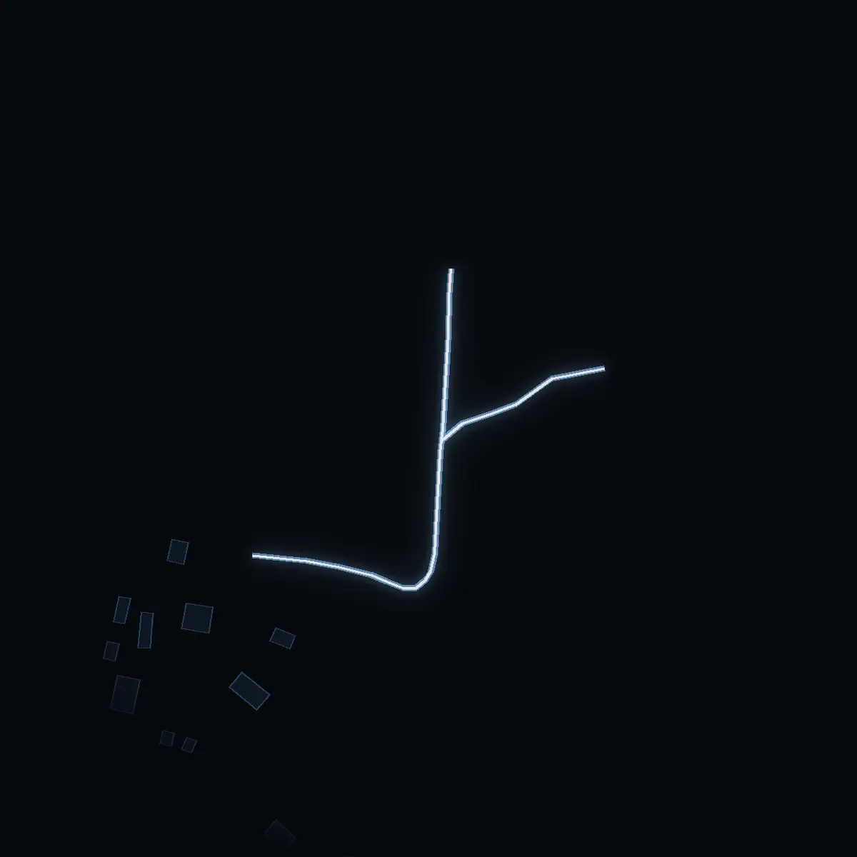 The street at night: Situna Bergsväg drawn in white, its buildings lit in the colour of their area’s income