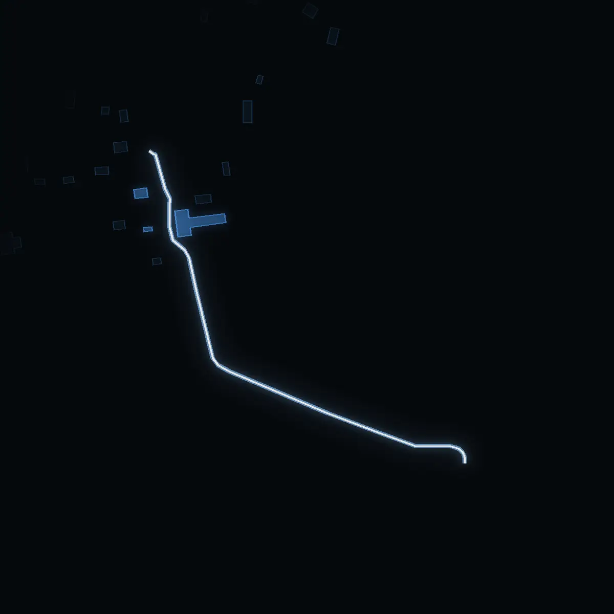The street at night: Ullevivägen drawn in white, its buildings lit in the colour of their area’s income