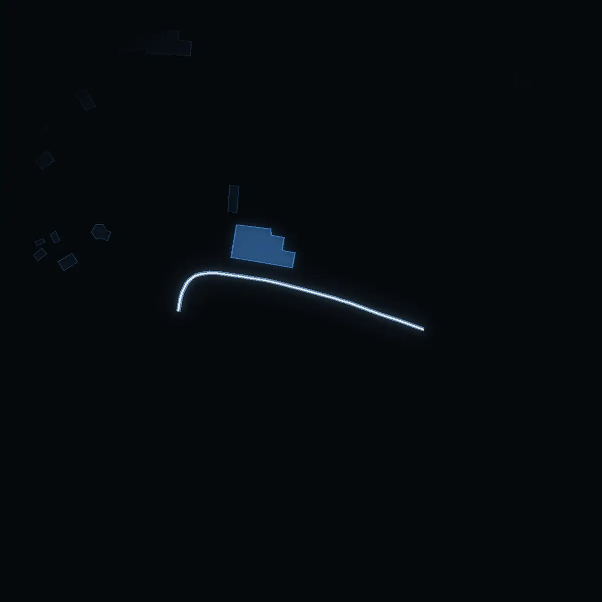 The street at night: Växtstigen drawn in white, its buildings lit in the colour of their area’s income