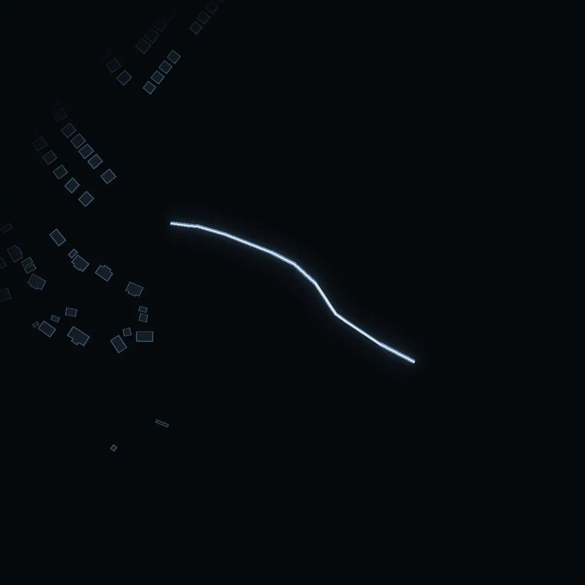The street at night: Åvägen drawn in white, its buildings lit in the colour of their area’s income