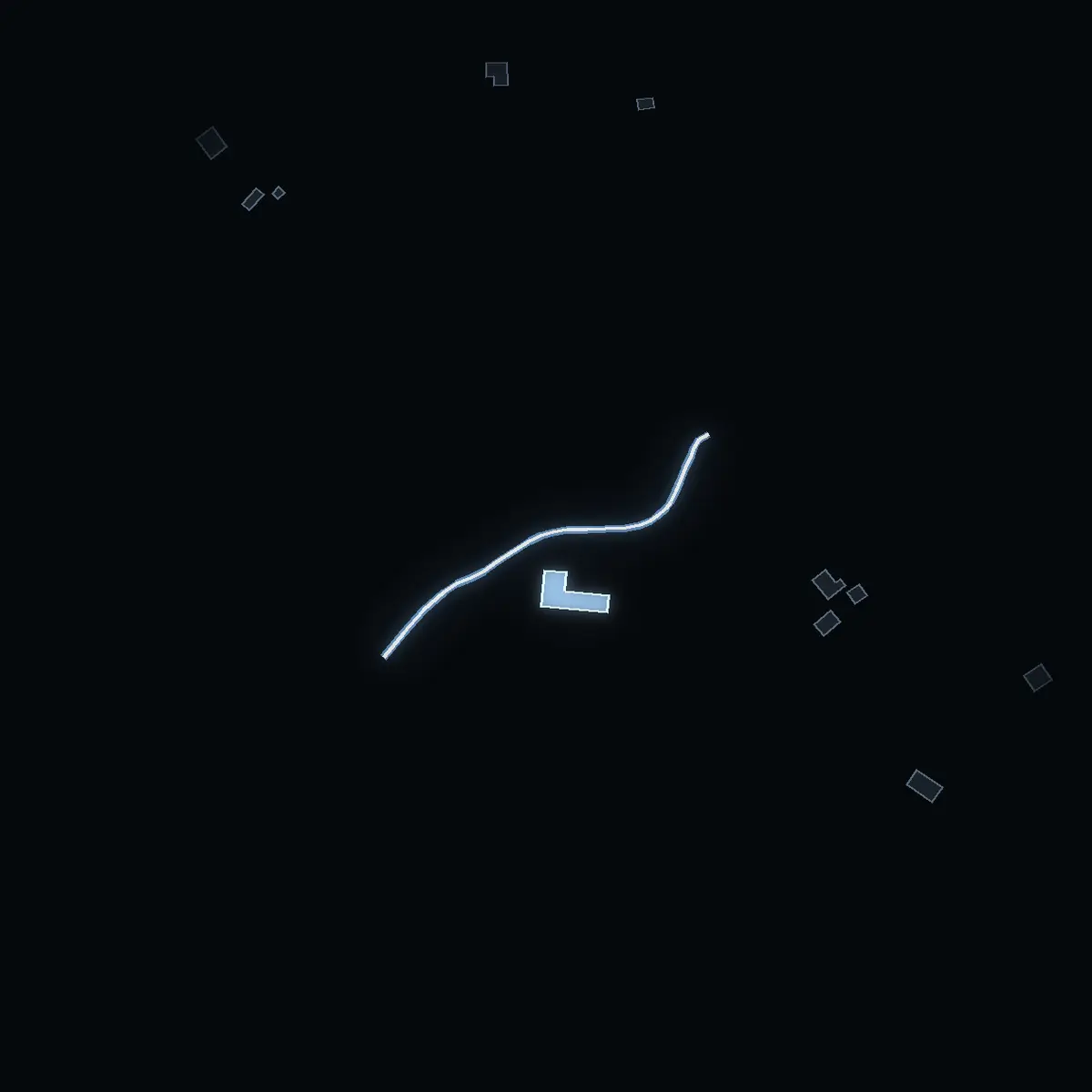 The street at night: Bodavägen drawn in white, its buildings lit in the colour of their area’s income