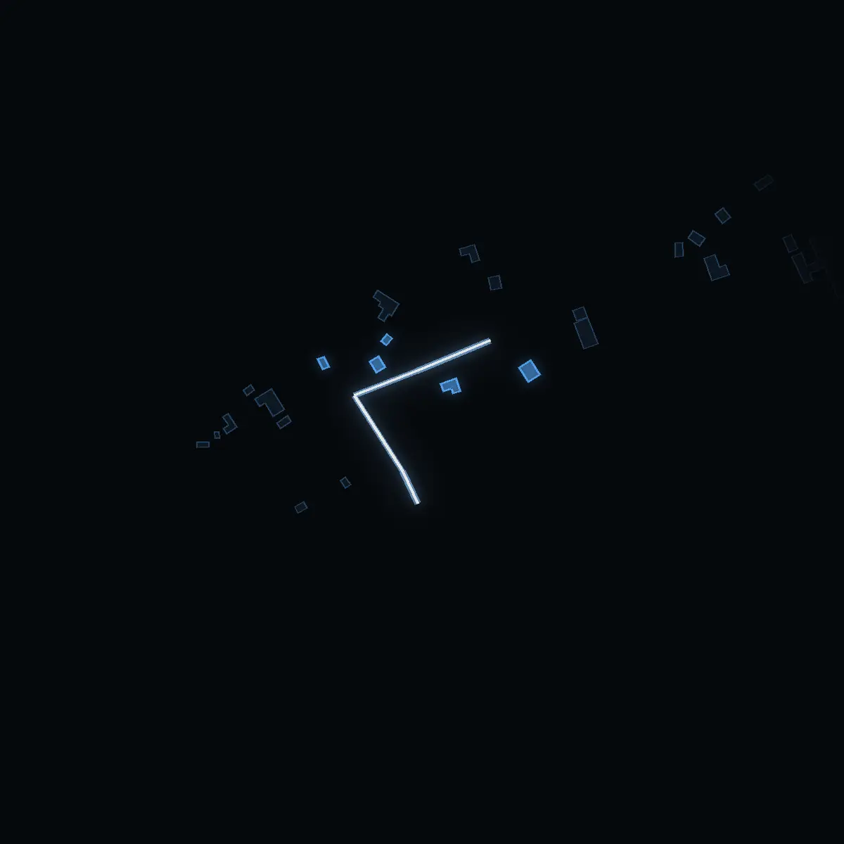 The street at night: Brännbacksstigen drawn in white, its buildings lit in the colour of their area’s income
