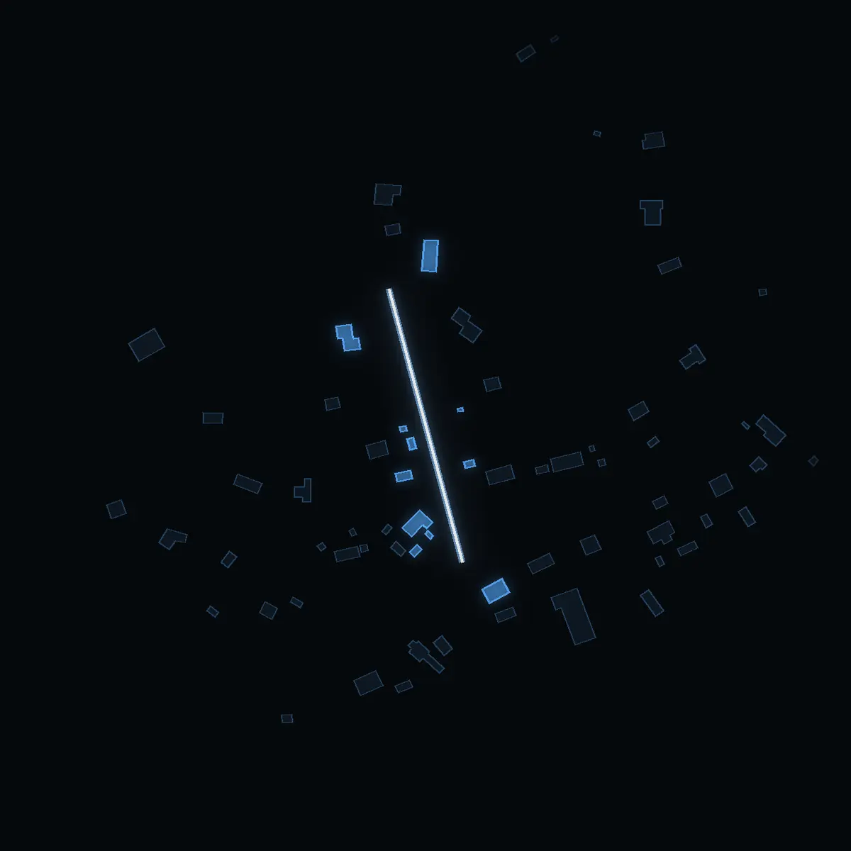 The street at night: Haglunds backe drawn in white, its buildings lit in the colour of their area’s income