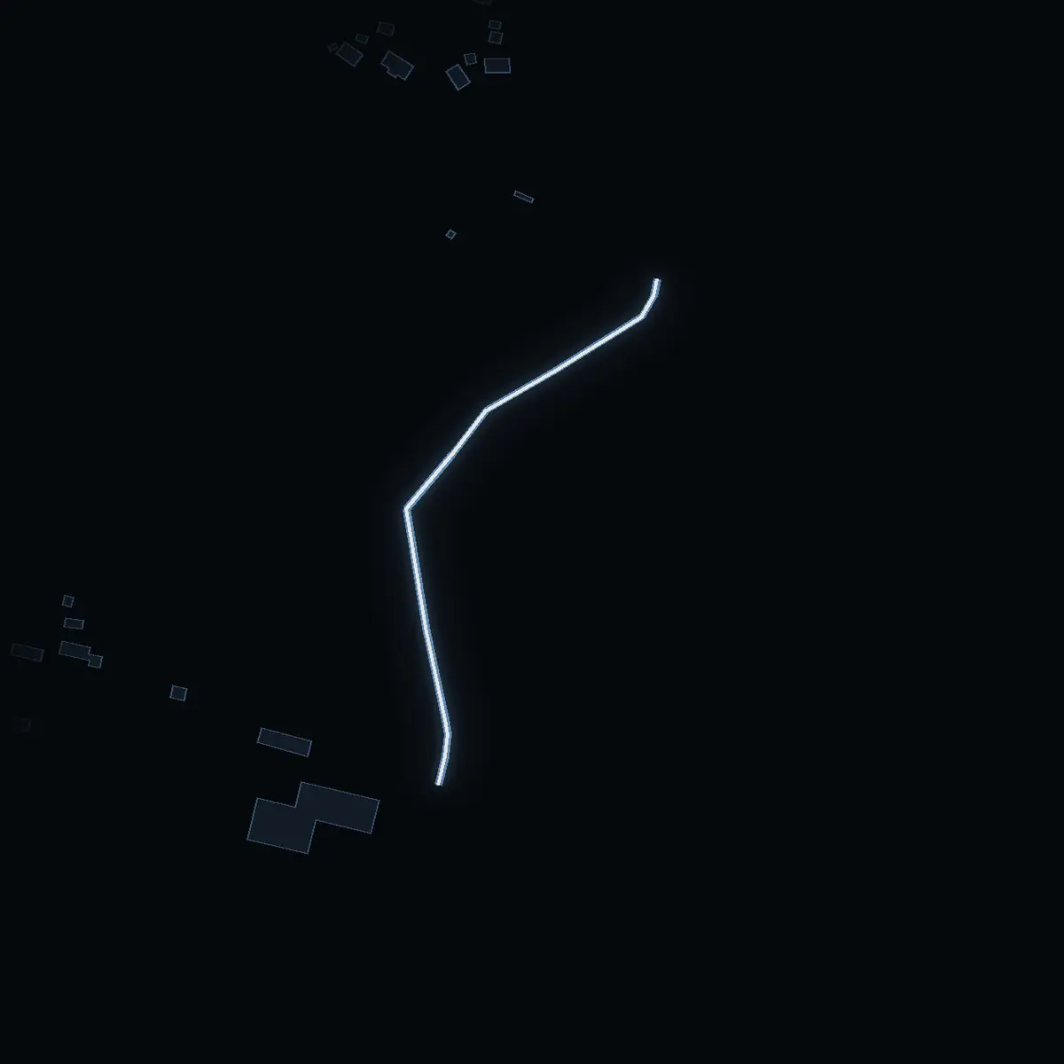 The street at night: Järövägen drawn in white, its buildings lit in the colour of their area’s income