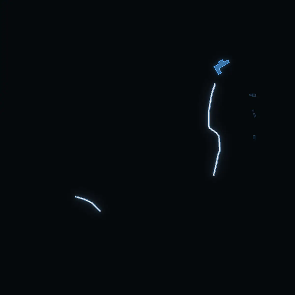 The street at night: Joffsviken drawn in white, its buildings lit in the colour of their area’s income