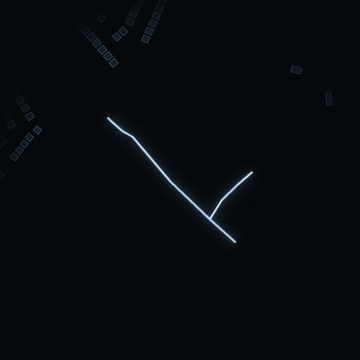 The street at night: Valsjövägen drawn in white, its buildings lit in the colour of their area’s income