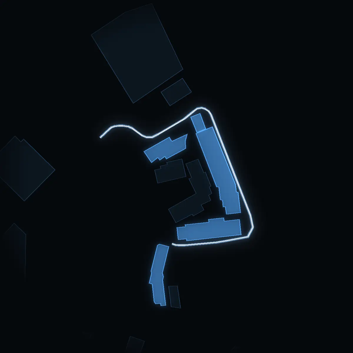 The street at night: Ahrenbergs trad drawn in white, its buildings lit in the colour of their area’s income