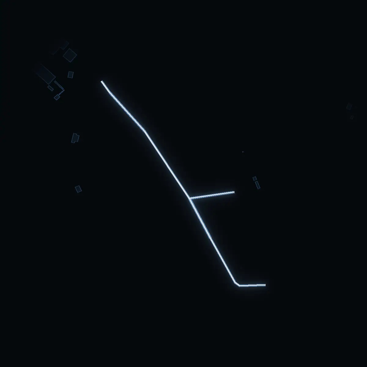 The street at night: Banvaktarvägen drawn in white, its buildings lit in the colour of their area’s income