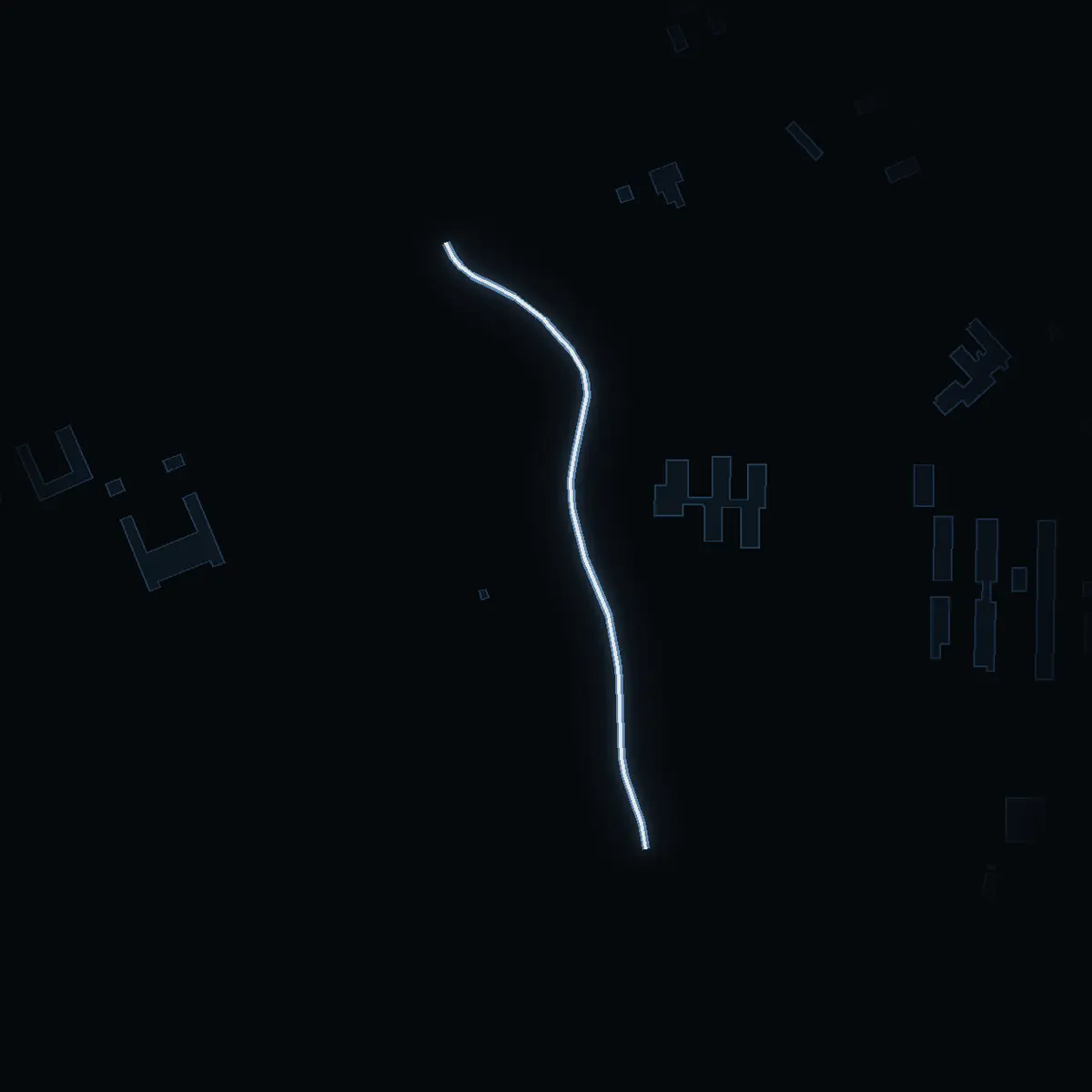 The street at night: Rosersbergs badväg drawn in white, its buildings lit in the colour of their area’s income