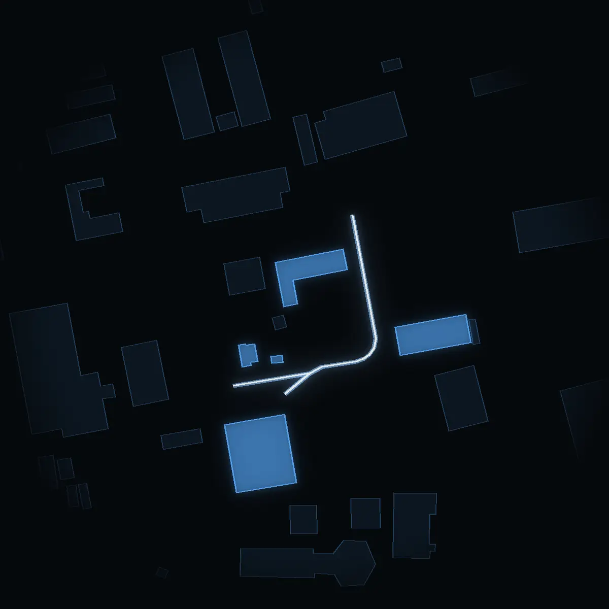 The street at night: Turbingatan drawn in white, its buildings lit in the colour of their area’s income