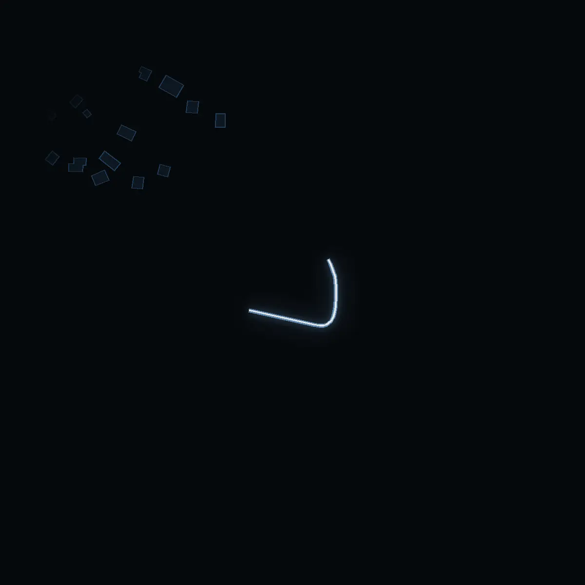 The street at night: Askvägen drawn in white, its buildings lit in the colour of their area’s income