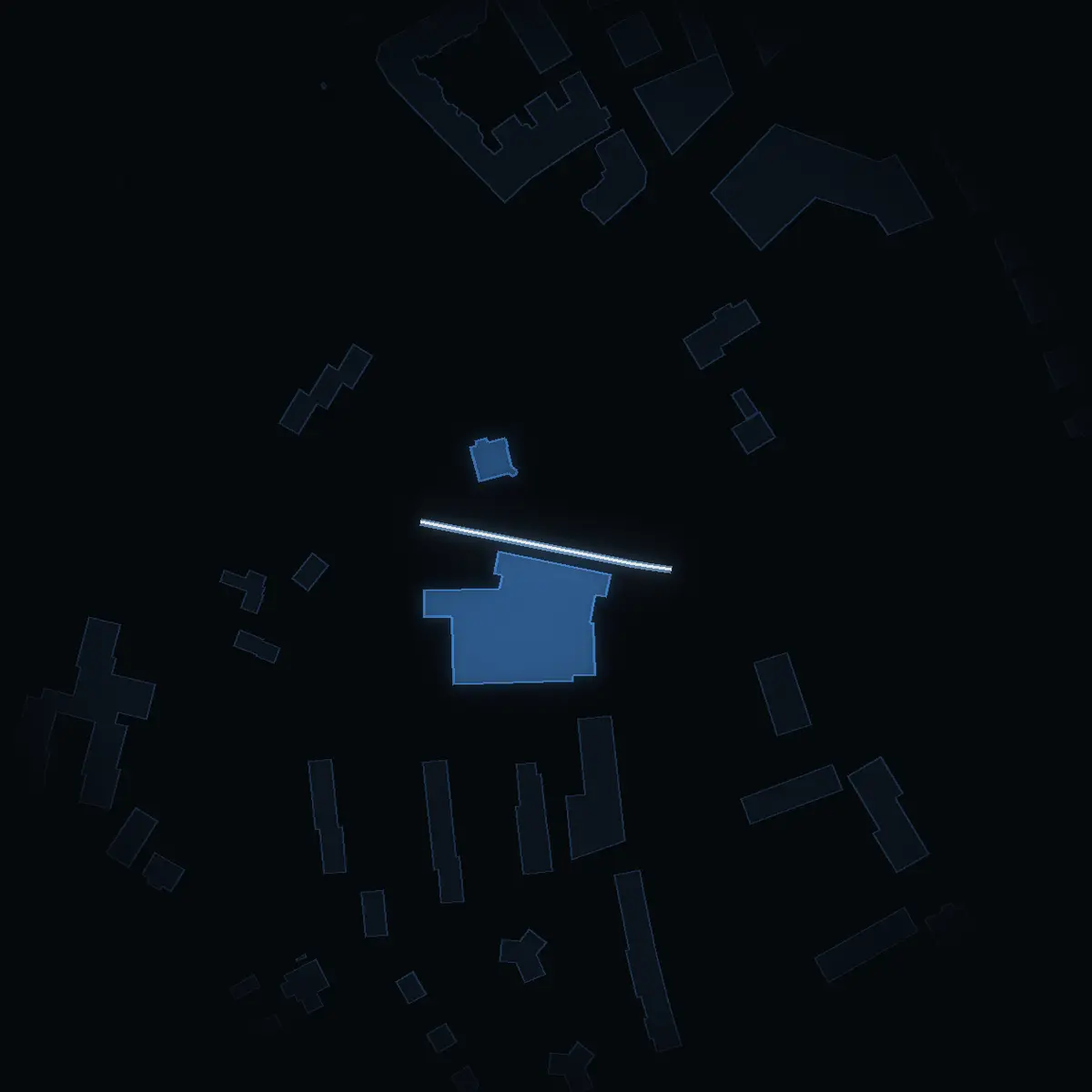 Gatan nattetid: Davidssons Gränd inritad i vitt, husen tända i färgen för områdets inkomst
