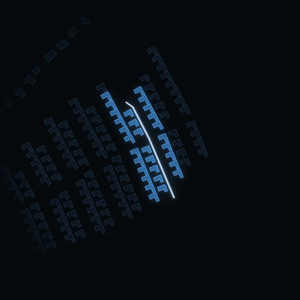 The street at night: Galoppvägen drawn in white, its buildings lit in the colour of their area’s income