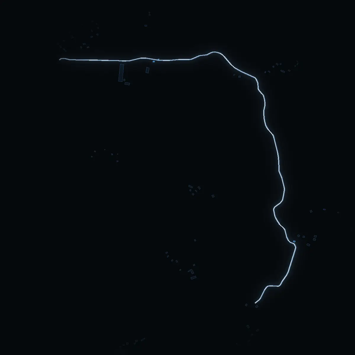 The street at night: Hammarbyvägen drawn in white, its buildings lit in the colour of their area’s income