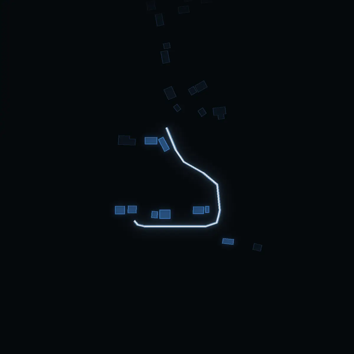 The street at night: Pettersborgsvägen drawn in white, its buildings lit in the colour of their area’s income