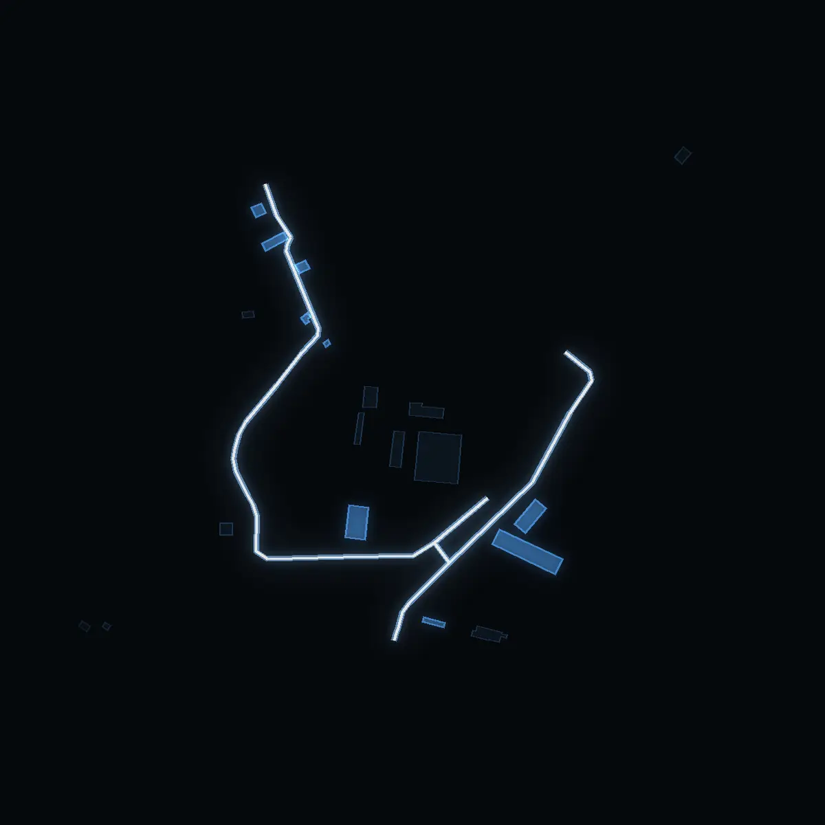 The street at night: Ullängsvägen drawn in white, its buildings lit in the colour of their area’s income