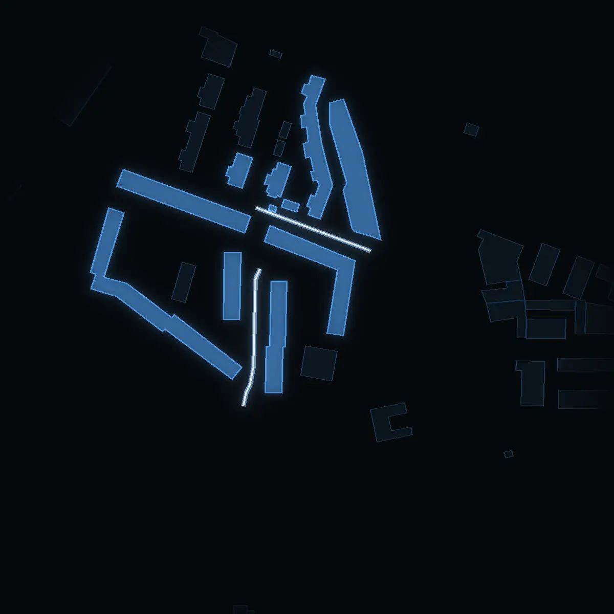 The street at night: Regnstigen drawn in white, its buildings lit in the colour of their area’s income
