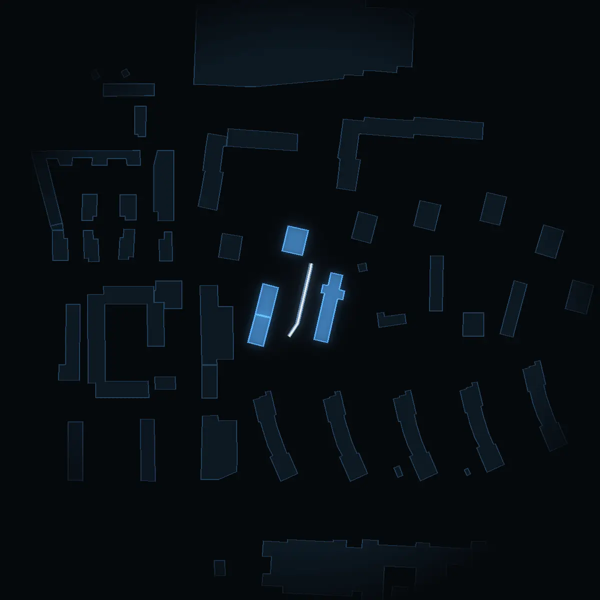 The street at night: Sagagatan drawn in white, its buildings lit in the colour of their area’s income