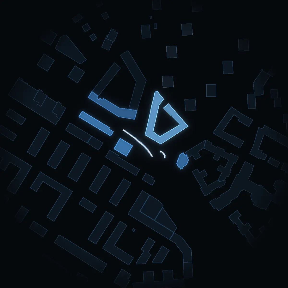 The street at night: Tulegatan drawn in white, its buildings lit in the colour of their area’s income