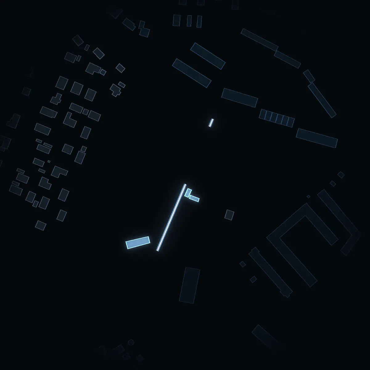 The street at night: Griftegårdsgränd drawn in white, its buildings lit in the colour of their area’s income