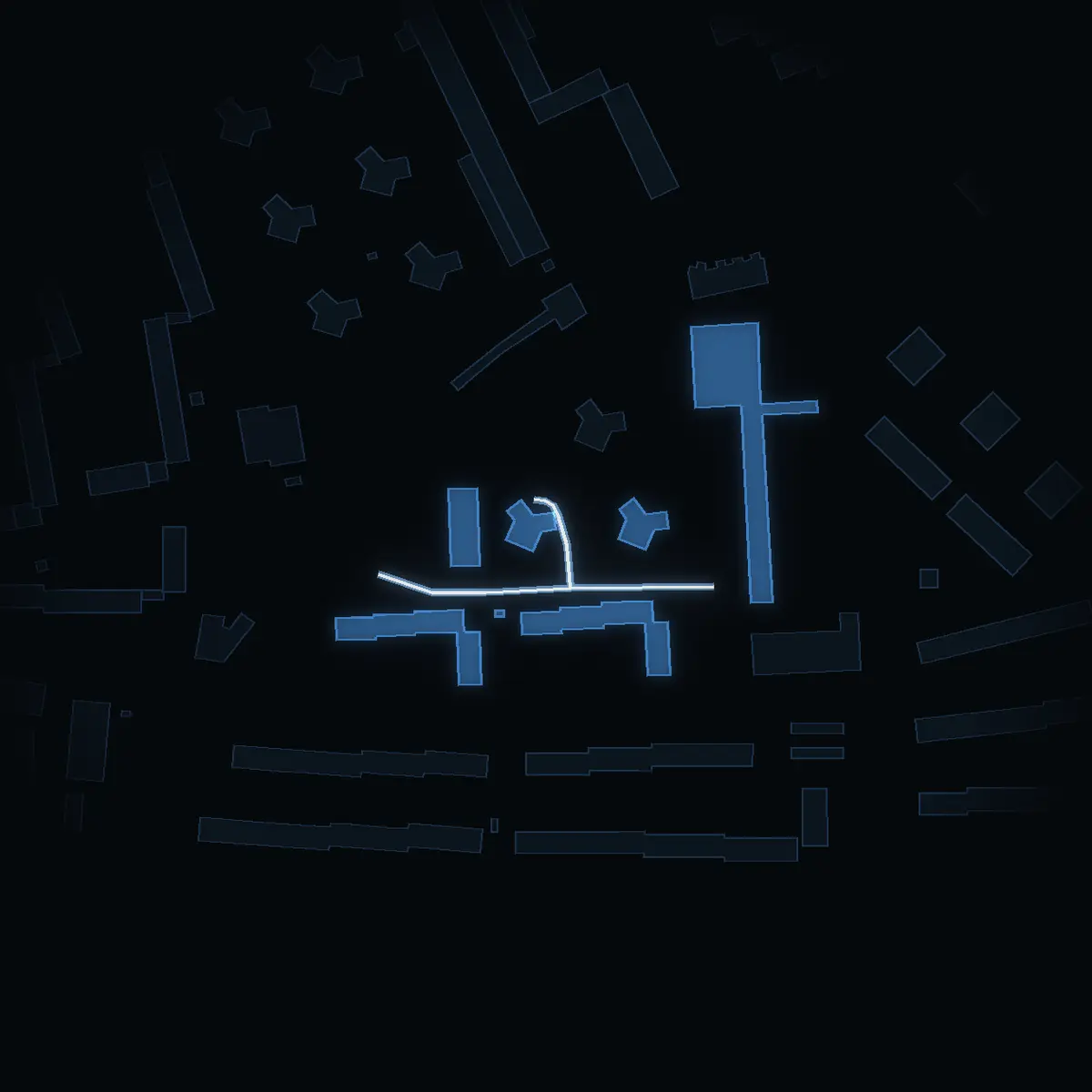The street at night: Isgränd drawn in white, its buildings lit in the colour of their area’s income