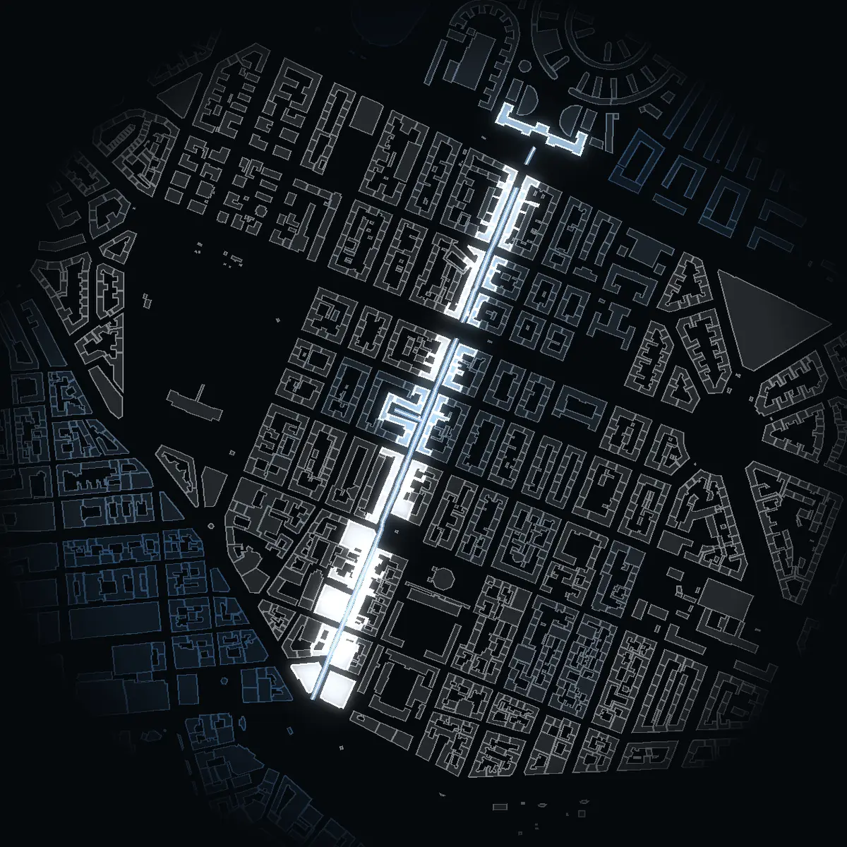 Nybrogatan i nattbelysning