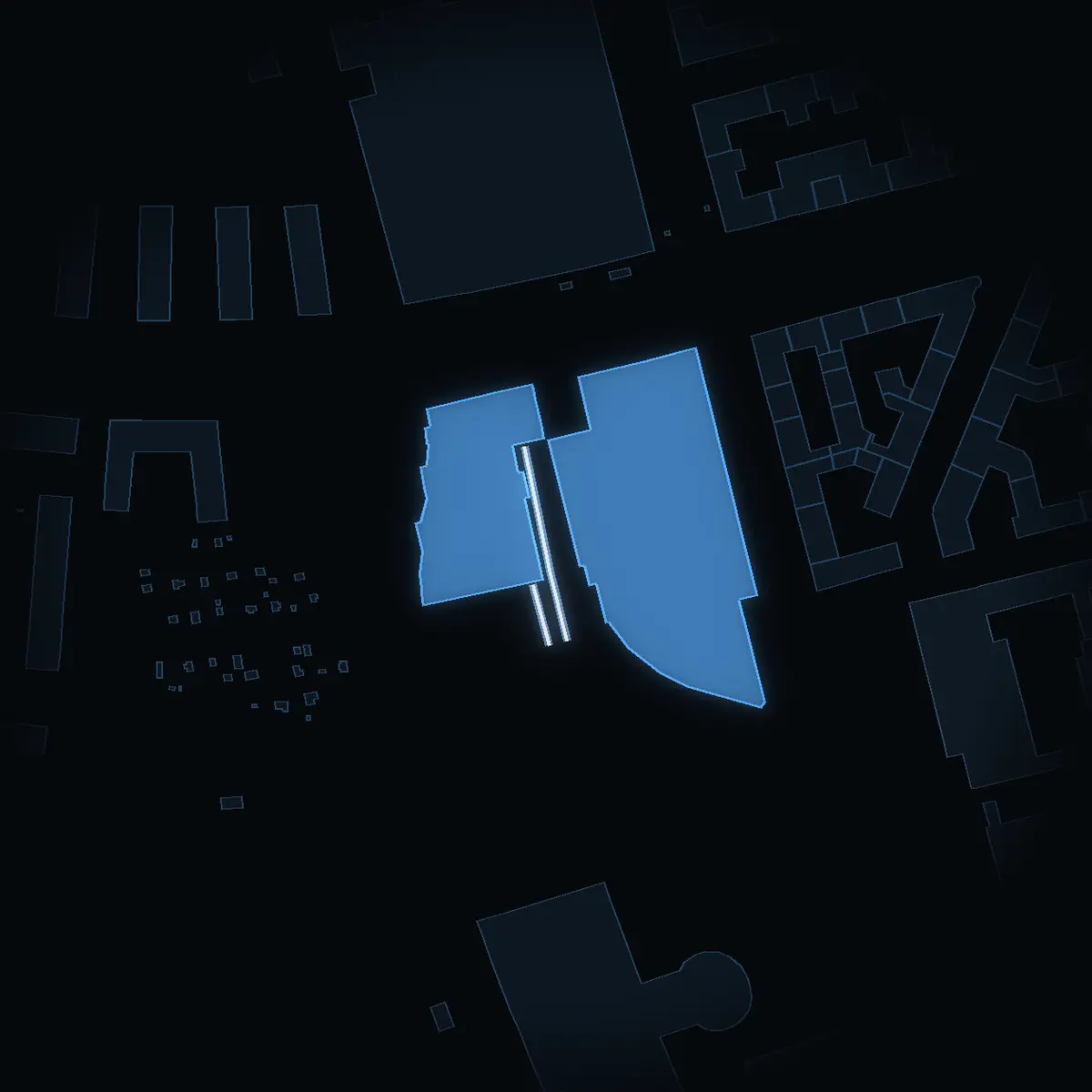 The street at night: Söderleden drawn in white, its buildings lit in the colour of their area’s income