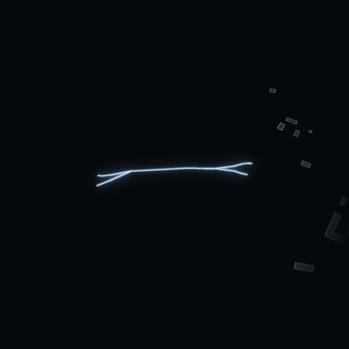 The street at night: Rydbovägen drawn in white, its buildings lit in the colour of their area’s income