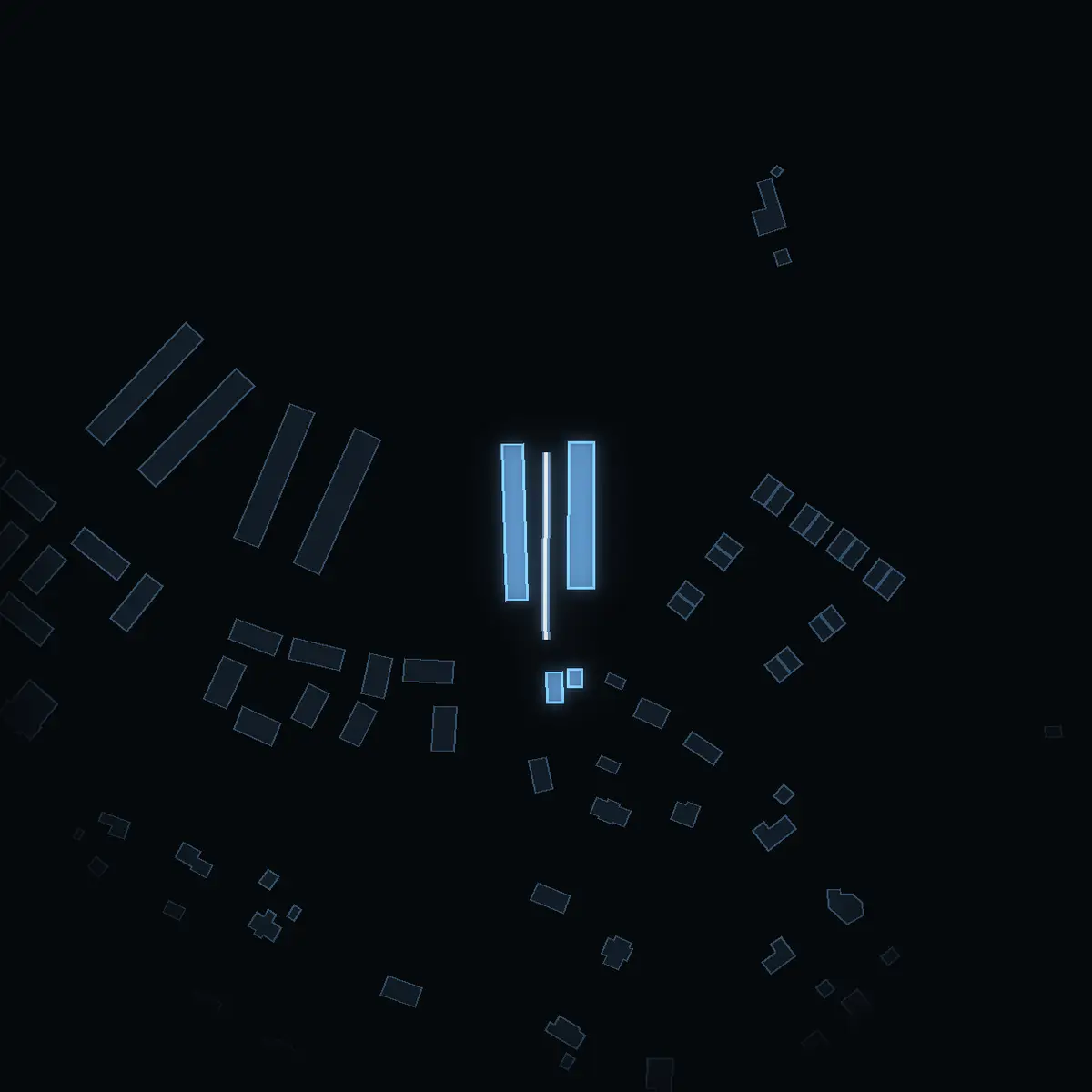 The street at night: Ängspiren drawn in white, its buildings lit in the colour of their area’s income