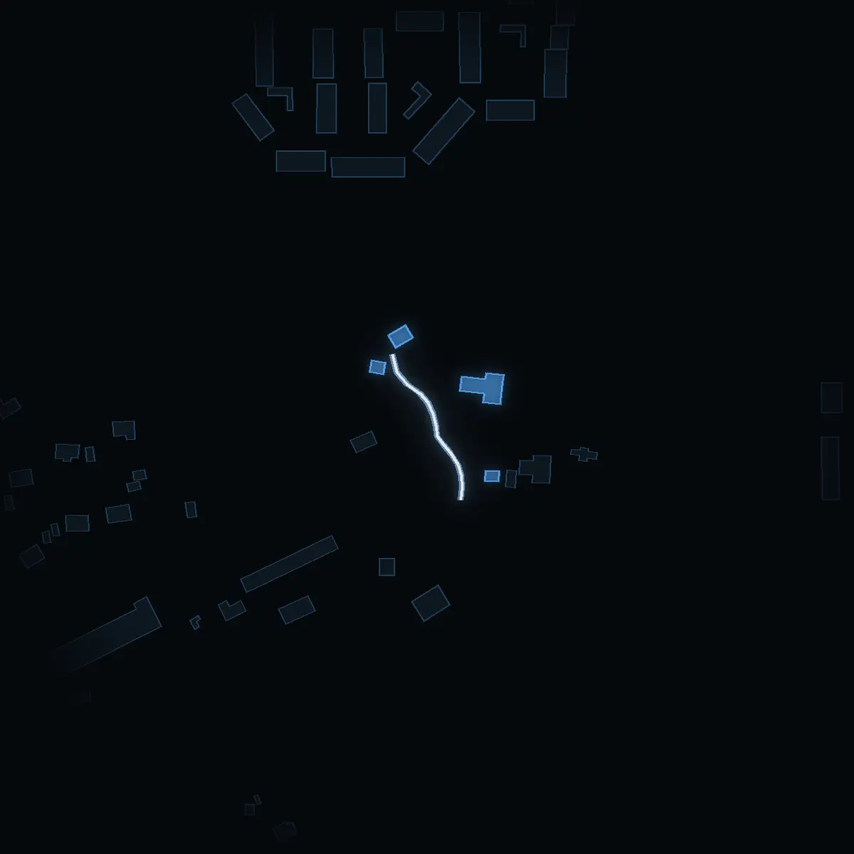 The street at night: Gunsans backe drawn in white, its buildings lit in the colour of their area’s income