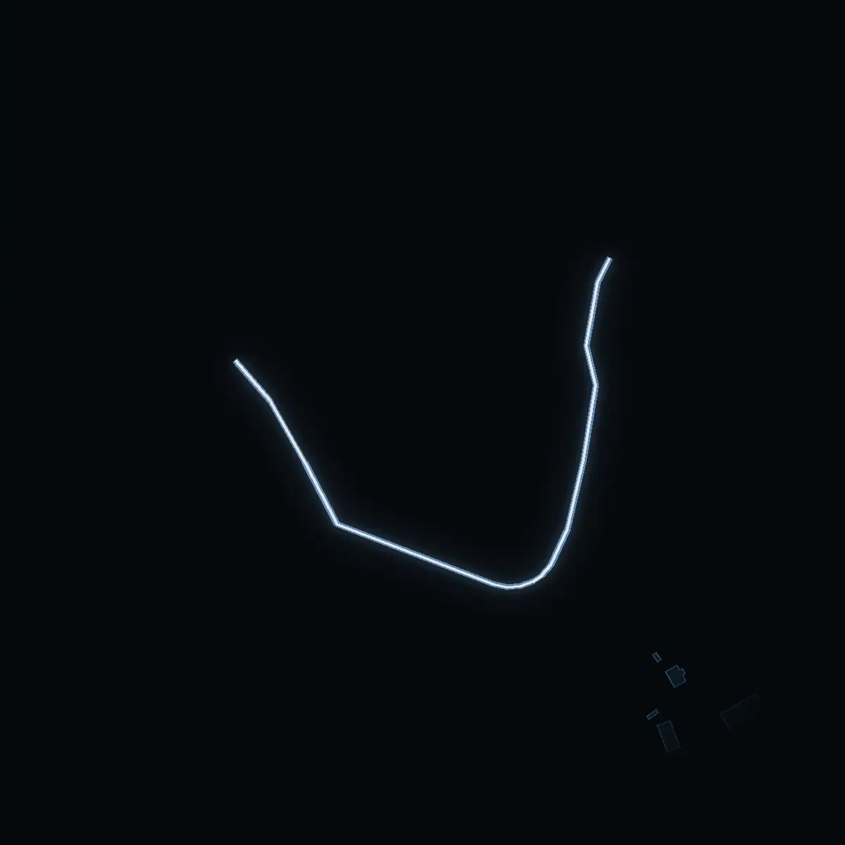 The street at night: Verkaviksvägen drawn in white, its buildings lit in the colour of their area’s income