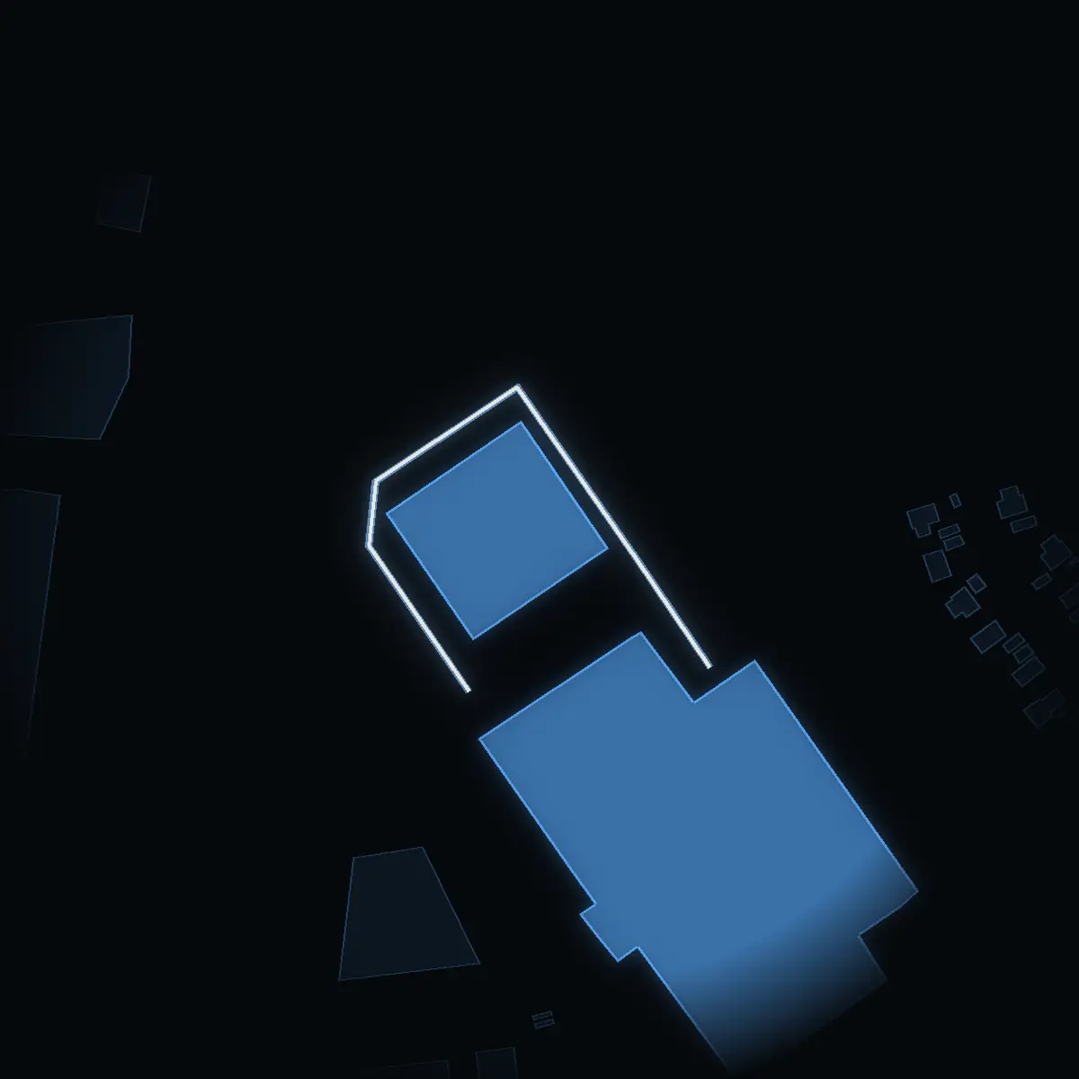 The street at night: Infracity drawn in white, its buildings lit in the colour of their area’s income