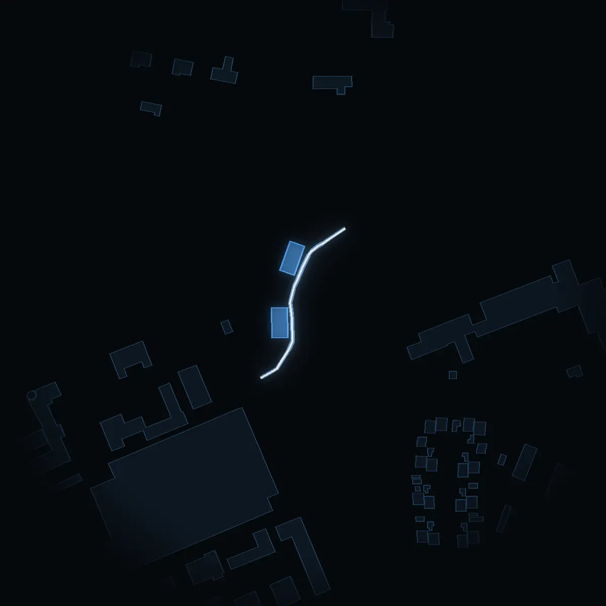 The street at night: Algatan drawn in white, its buildings lit in the colour of their area’s income