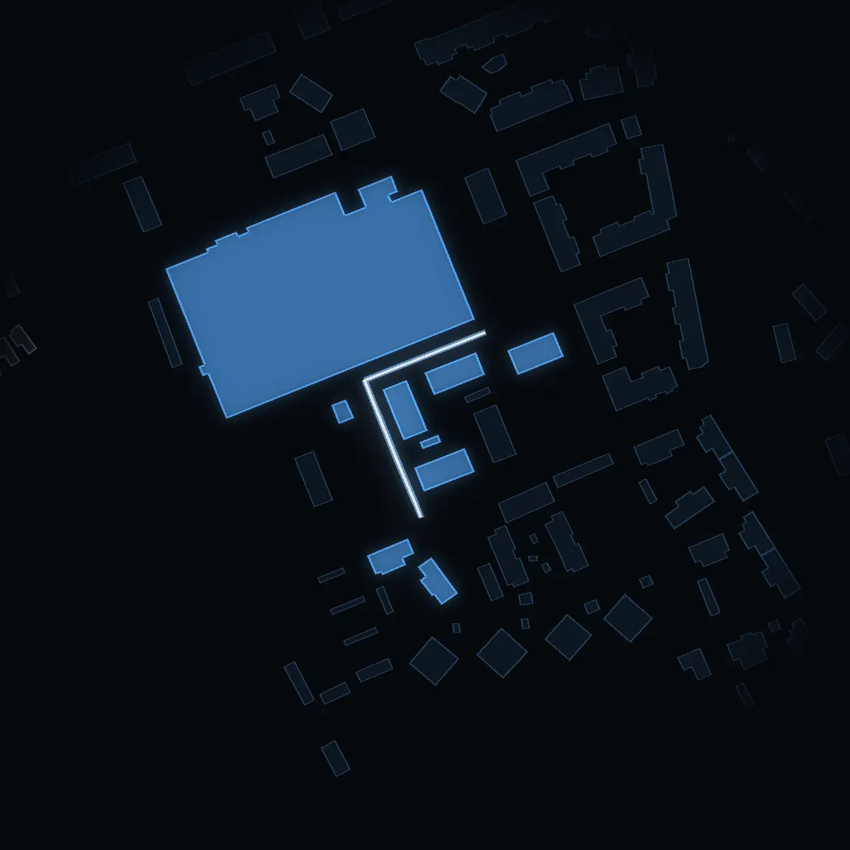 The street at night: Britt-Louise Sundells gata drawn in white, its buildings lit in the colour of their area’s income