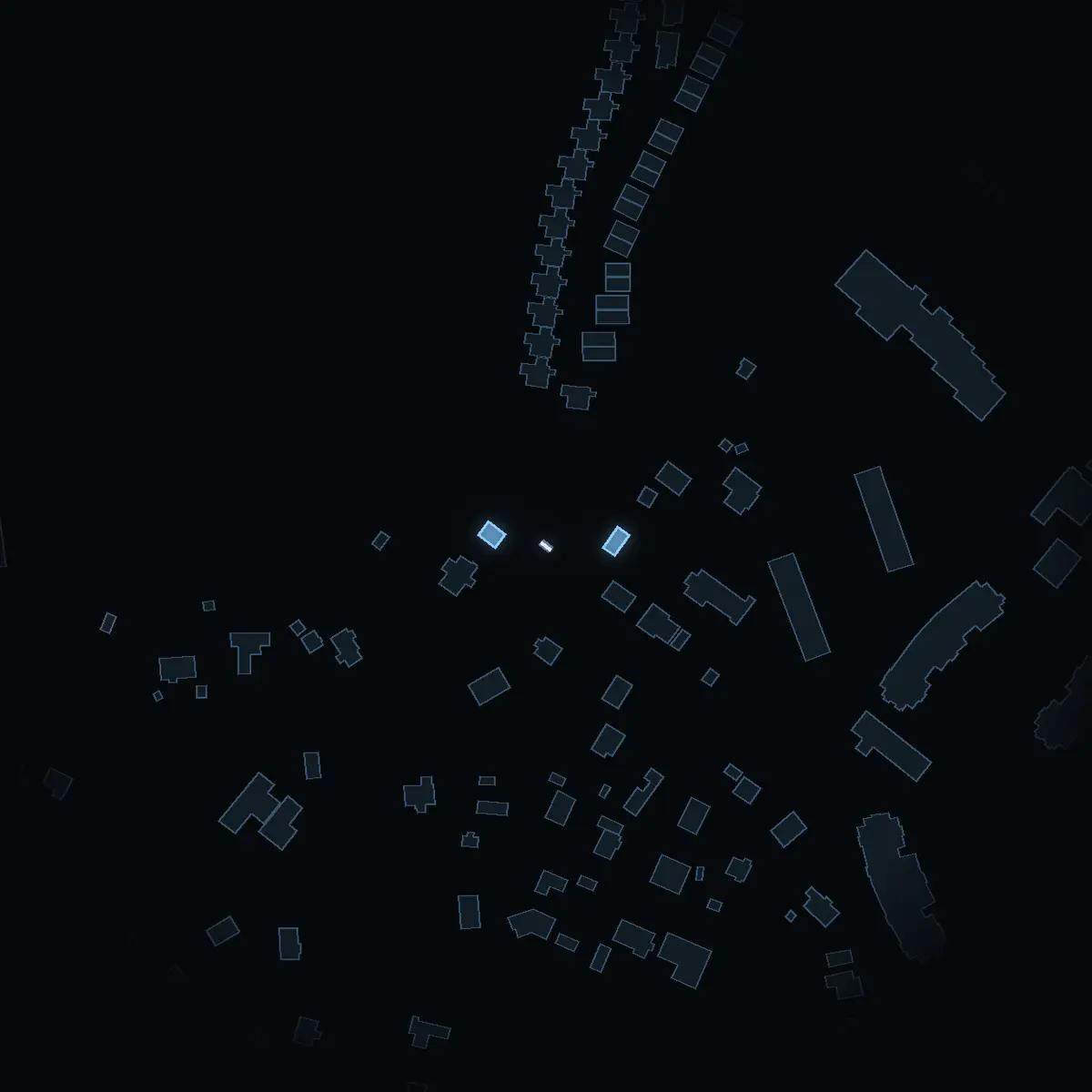 The street at night: Viks backe drawn in white, its buildings lit in the colour of their area’s income