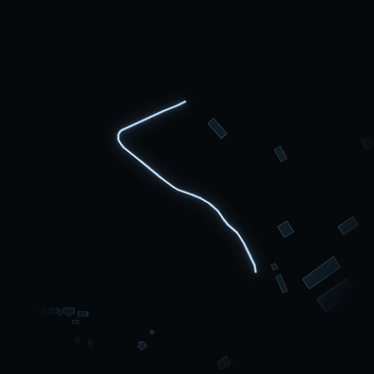 The street at night: Soldatgränd drawn in white, its buildings lit in the colour of their area’s income