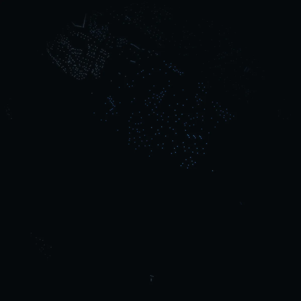 Hässelby strand at night – every building a point of light, coloured by its area’s mean net income