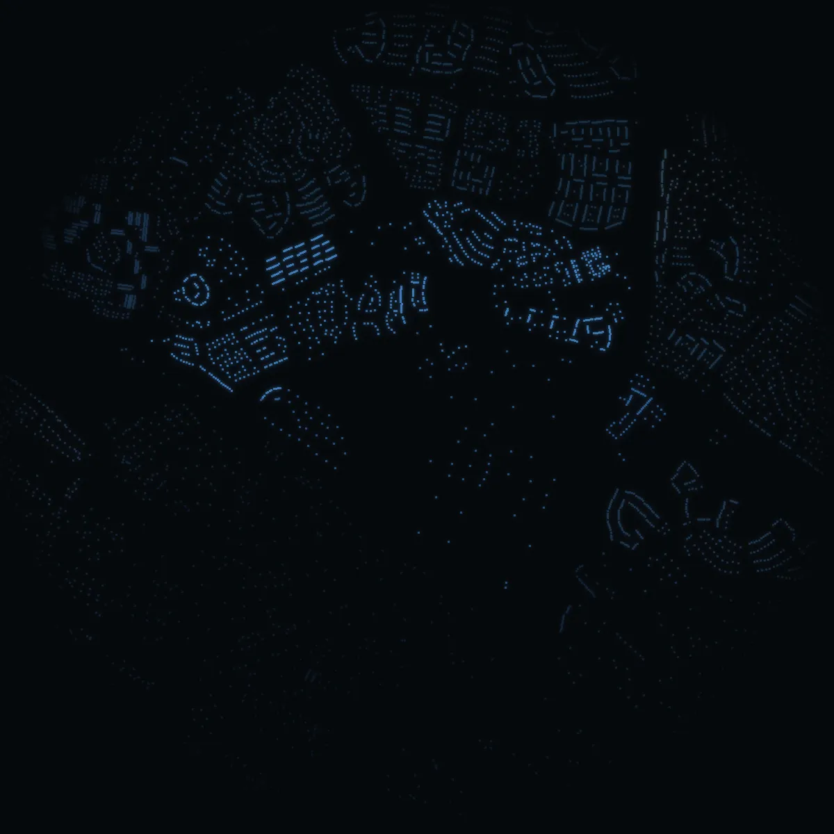 Vinsta at night – every building a point of light, coloured by its area’s mean net income