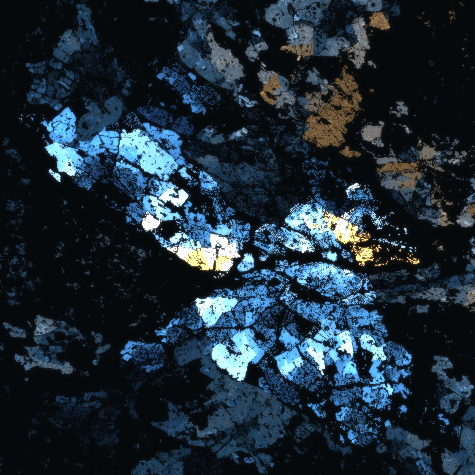 Stockholm stad at night, its buildings lit in the colour of their area’s income