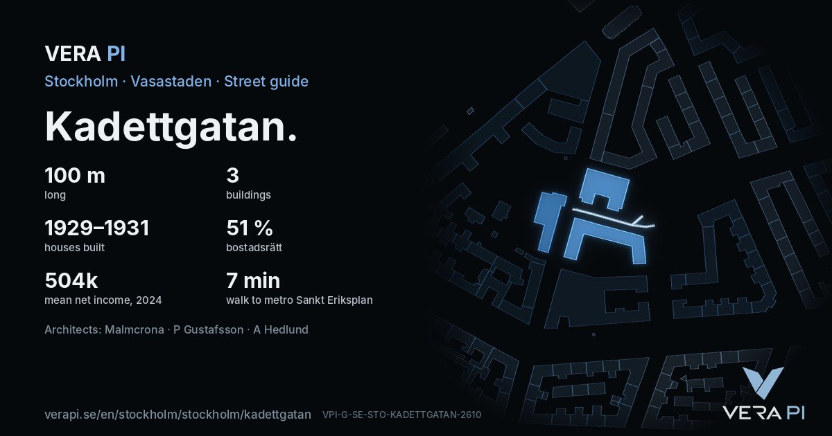 The VERA PI card for Kadettgatan – the street in figures