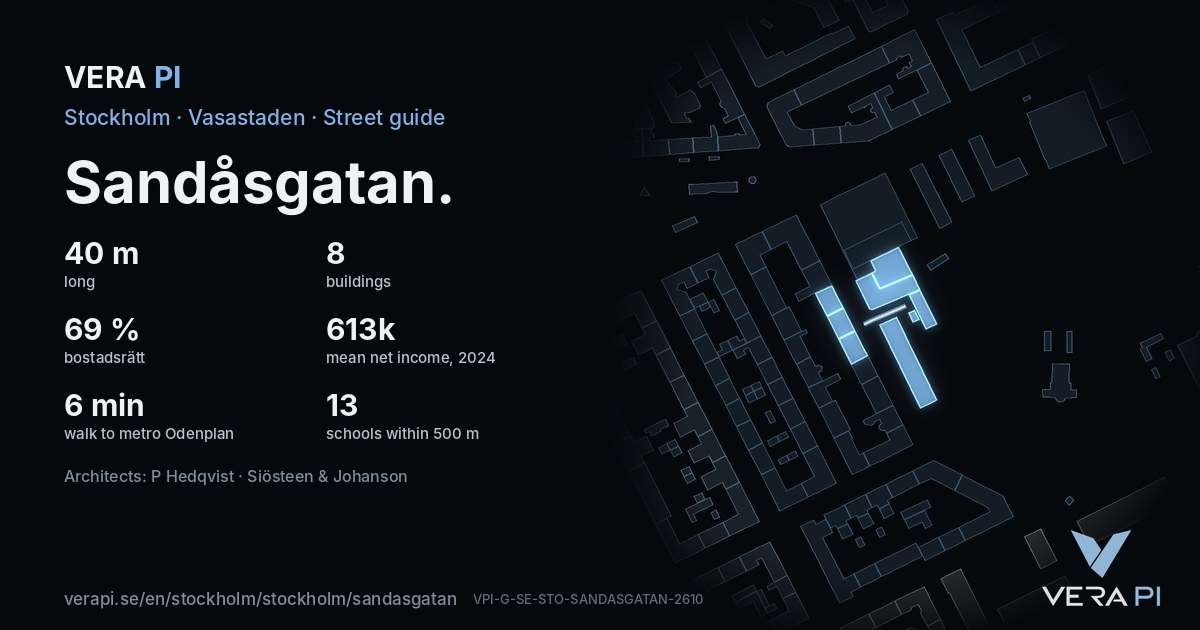 The VERA PI card for Sandåsgatan – the street in figures